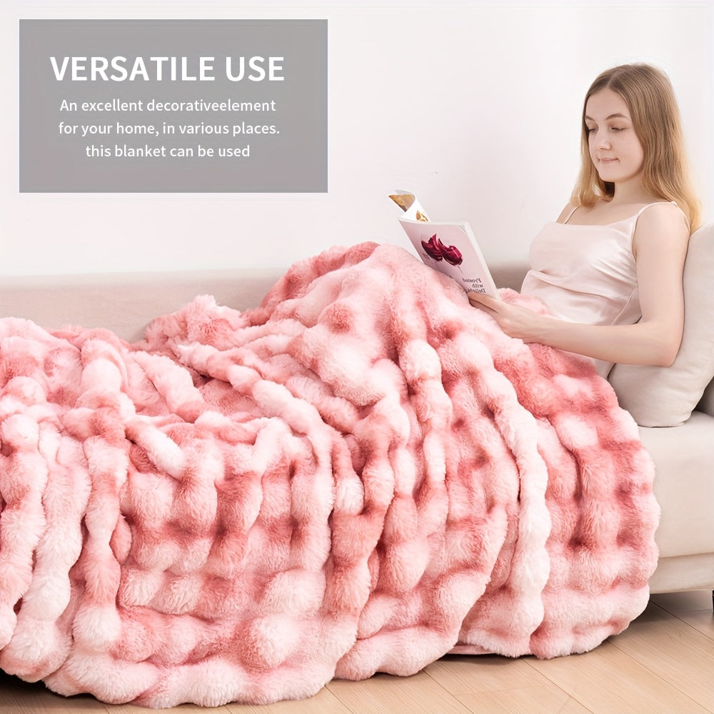 Faux Rabbit Fur Could Throw Blanket For Bed, Thick & Warm Bed Blankets For All Seasons