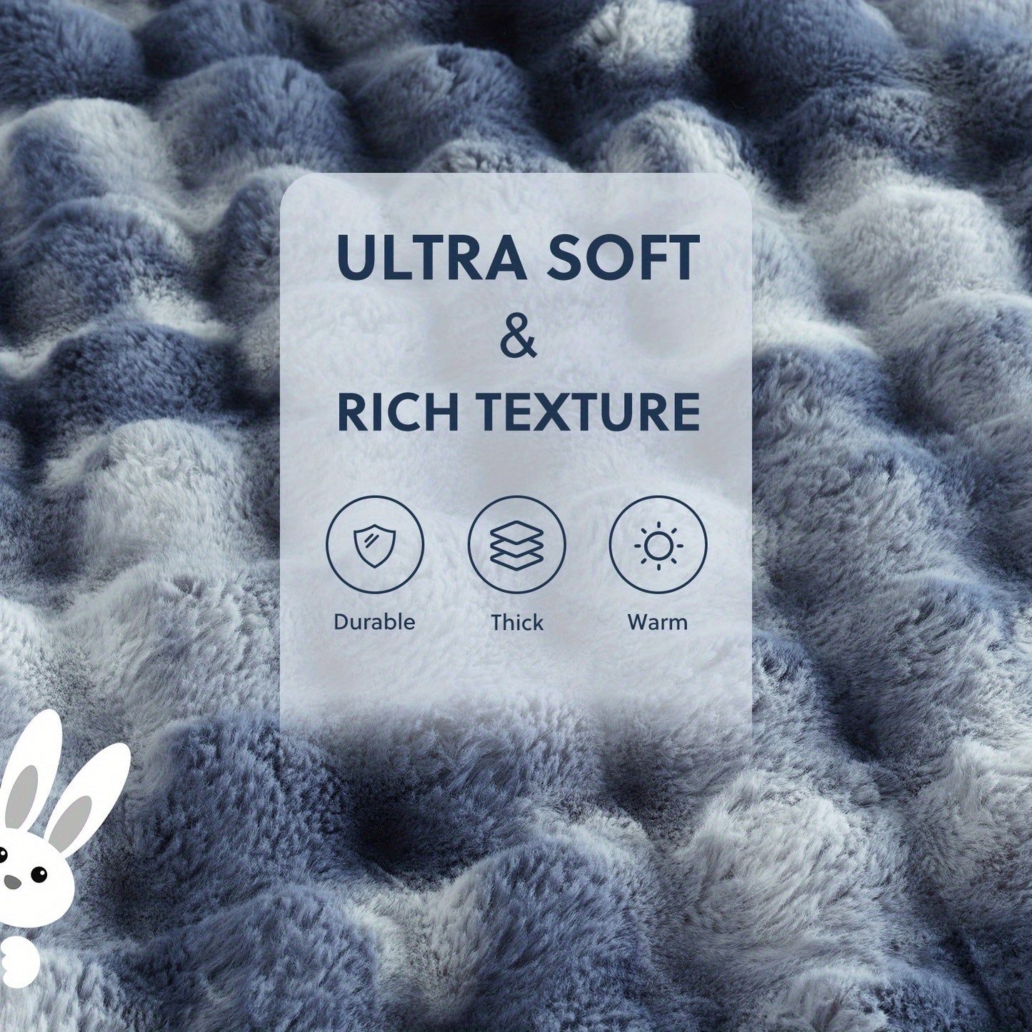 Ultra-Soft Faux Rabbit Fleece Throw Blanket – All-Season Plush Blanket
