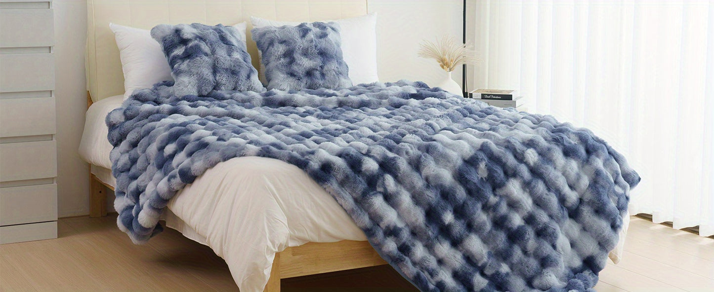 Ultra-Soft Faux Rabbit Fleece Throw Blanket – All-Season Plush Blanket