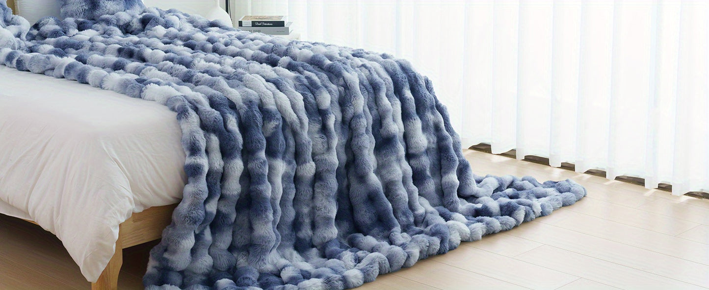 Ultra-Soft Faux Rabbit Fleece Throw Blanket – All-Season Plush Blanket