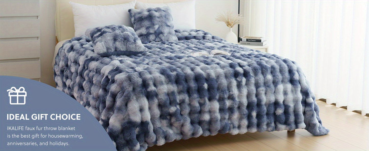 Ultra-Soft Faux Rabbit Fleece Throw Blanket – All-Season Plush Blanket