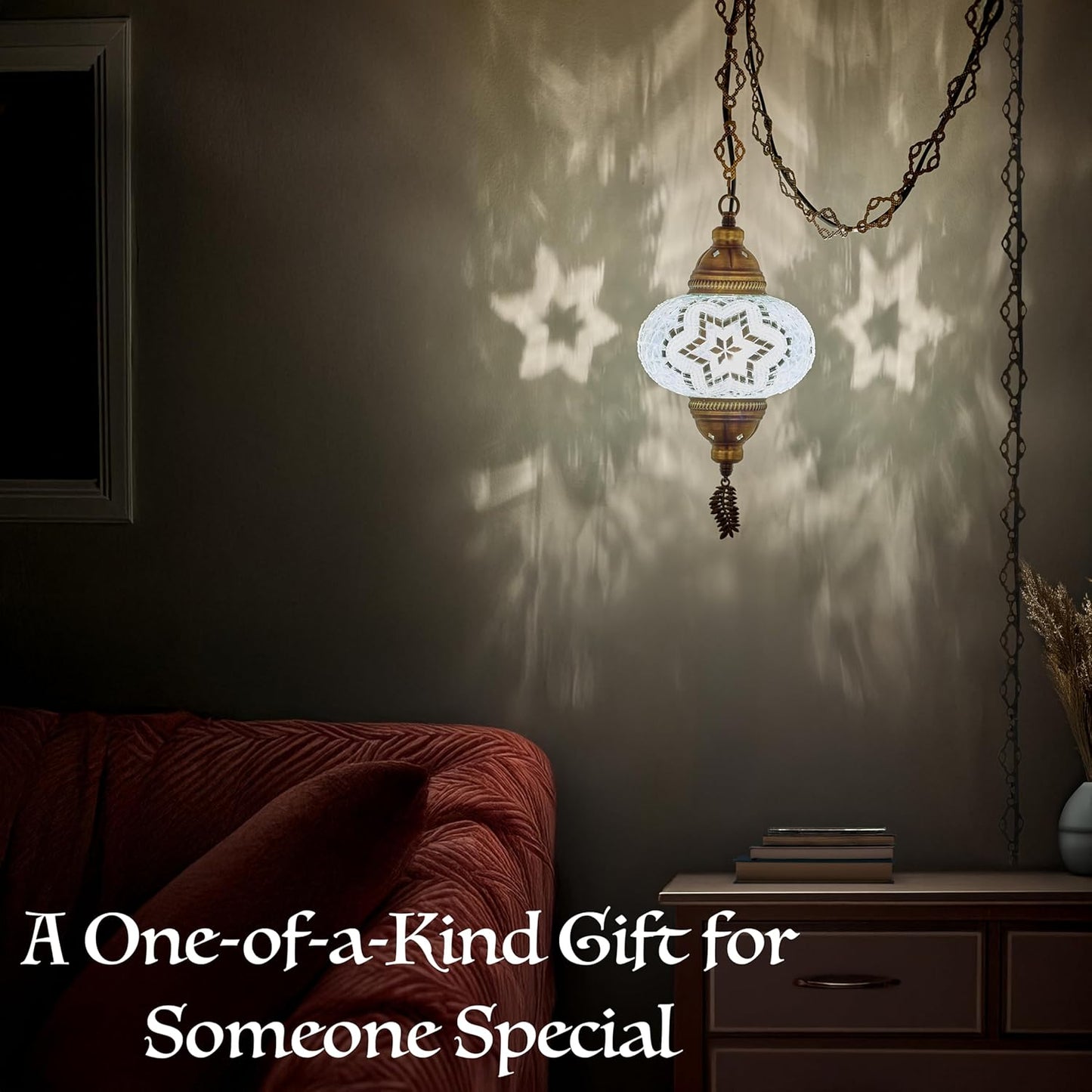 Plug-In Turkish Moroccan Mosaic Hanging Pendant Ceiling Light – Swag Lamp Fixtur