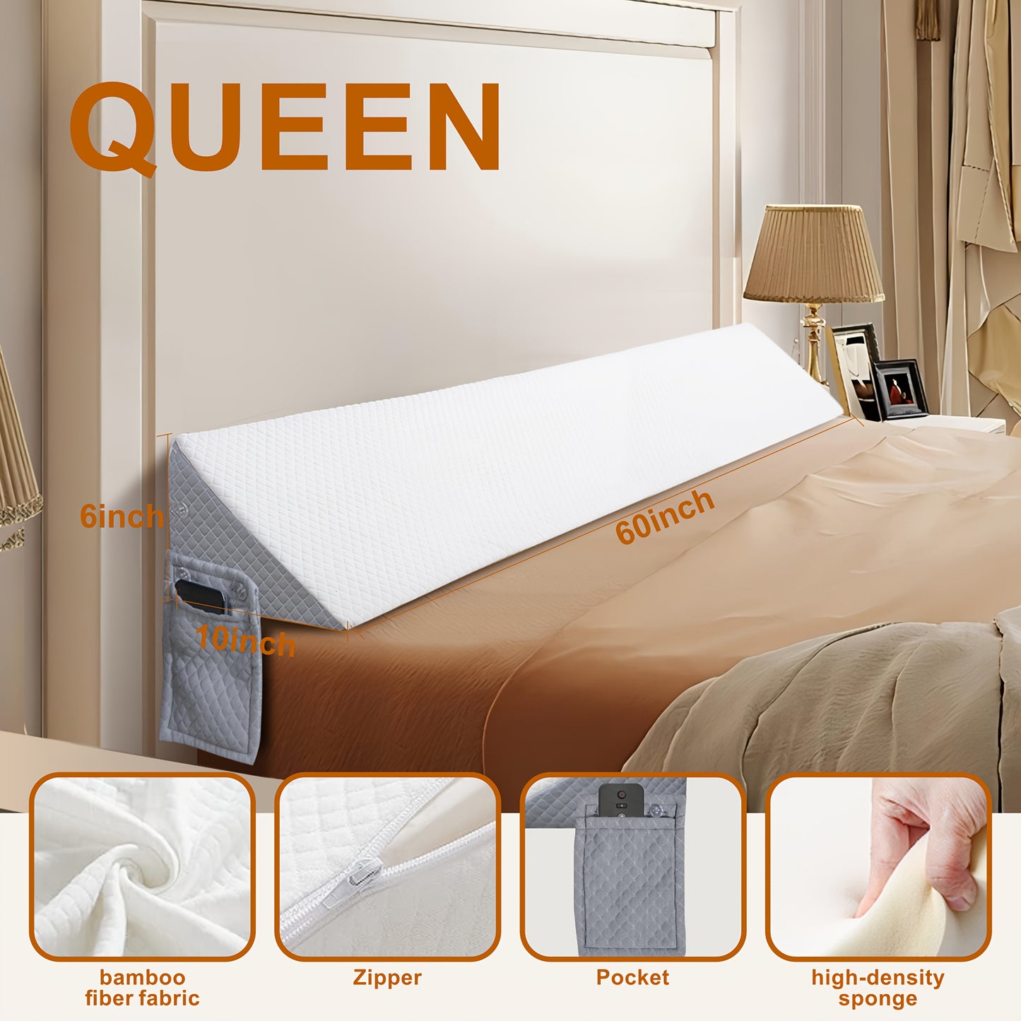 Bed Wedge Gap Filler Pillow – Triangular Headboard & Mattress Wedge