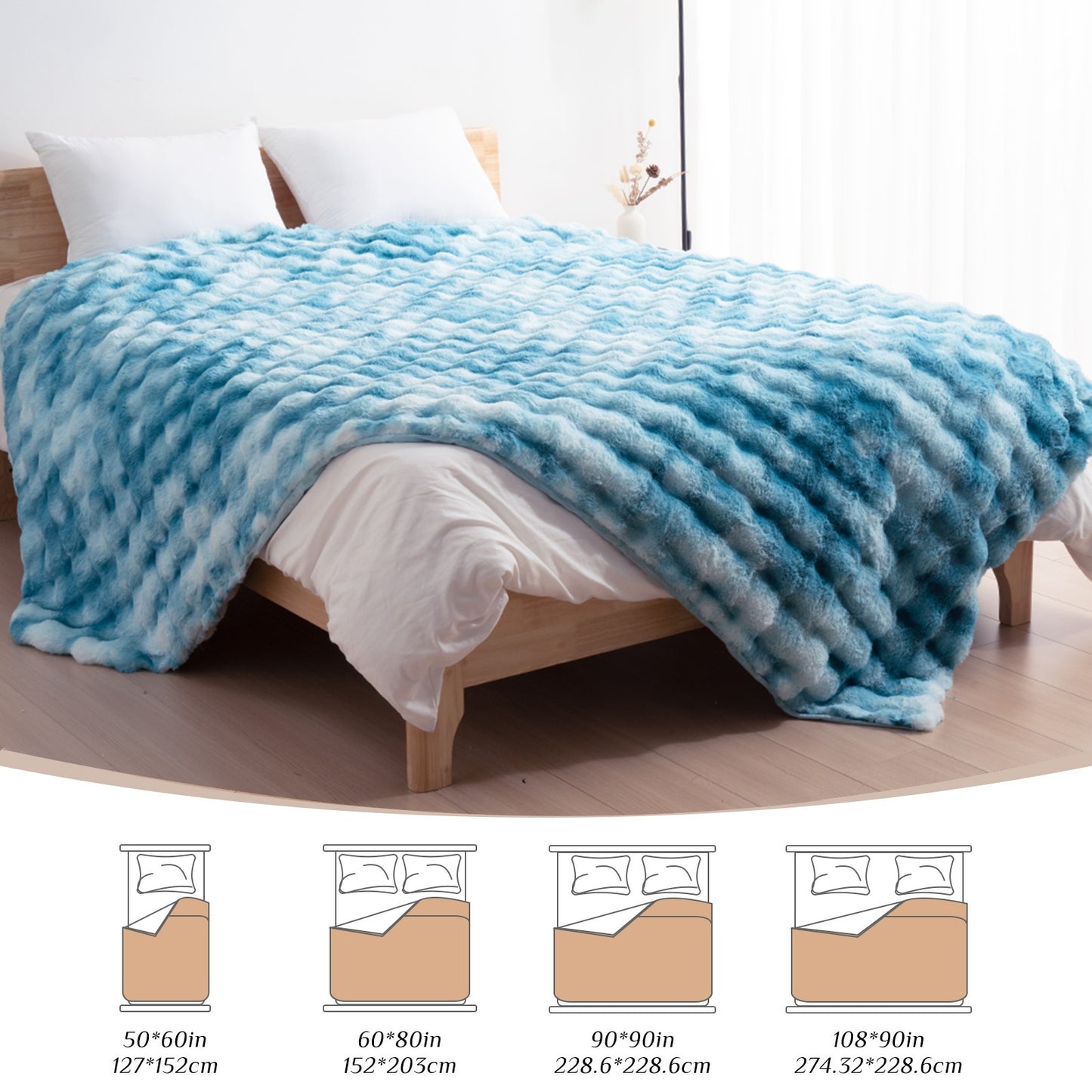 Faux Rabbit Fur Could Throw Blanket For Bed, Thick & Warm Bed Blankets For All Seasons