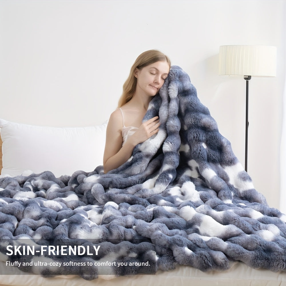 Faux Rabbit Fur Could Throw Blanket For Bed, Thick & Warm Bed Blankets For All Seasons