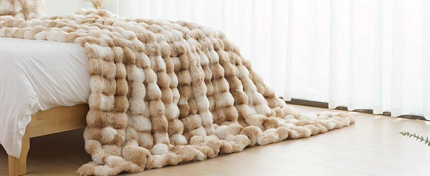 Faux Rabbit Fur Could Throw Blanket For Bed, Thick & Warm Bed Blankets For All Seasons