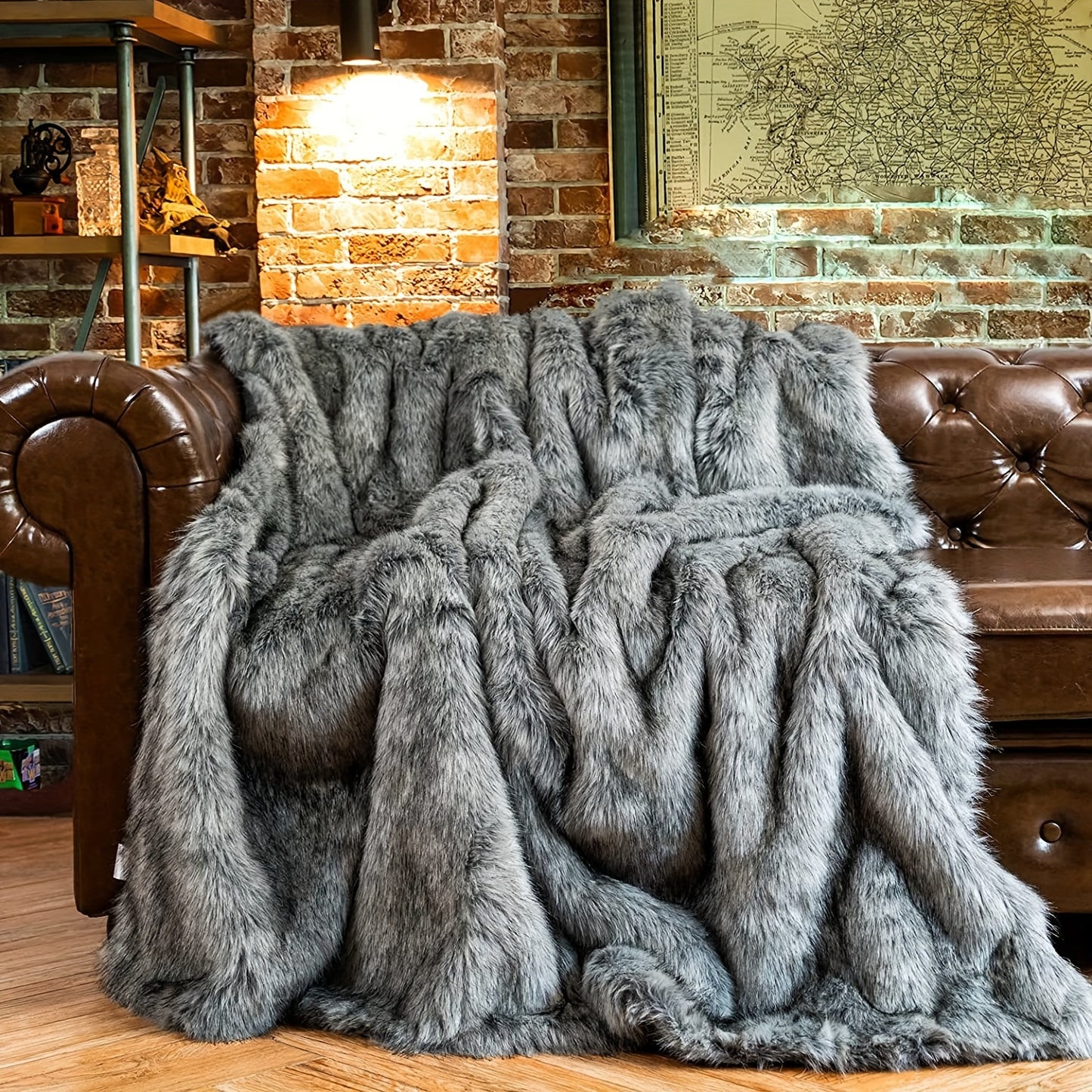 Luxury shaggy faux fur throw blanket
