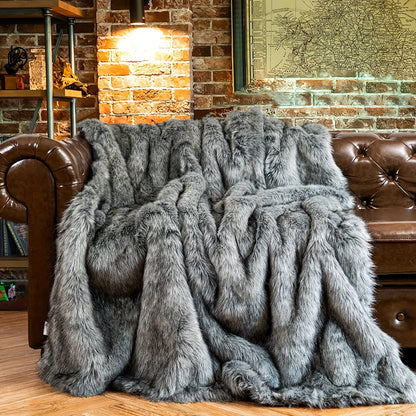Luxury shaggy faux fur throw blanket