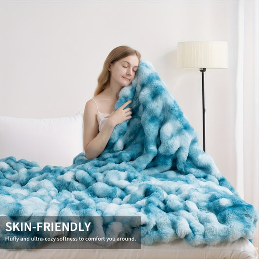 Faux Rabbit Fur Could Throw Blanket For Bed, Thick & Warm Bed Blankets For All Seasons