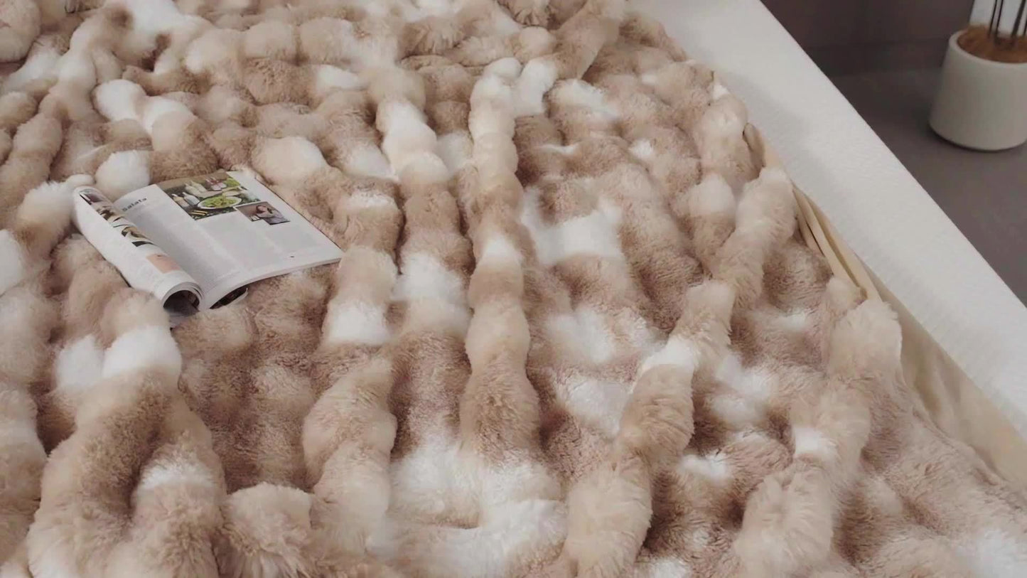 Faux Rabbit Fur Could Throw Blanket For Bed, Thick & Warm Bed Blankets For All Seasons