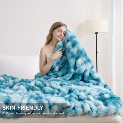 Faux Rabbit Fur Could Throw Blanket For Bed, Thick & Warm Bed Blankets For All Seasons