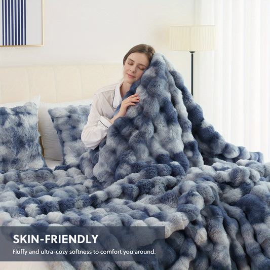 Ultra-Soft Faux Rabbit Fleece Throw Blanket – All-Season Plush Blanket