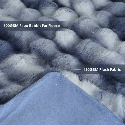 Ultra-Soft Faux Rabbit Fleece Throw Blanket – All-Season Plush Blanket