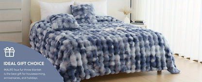 Ultra-Soft Faux Rabbit Fleece Throw Blanket – All-Season Plush Blanket