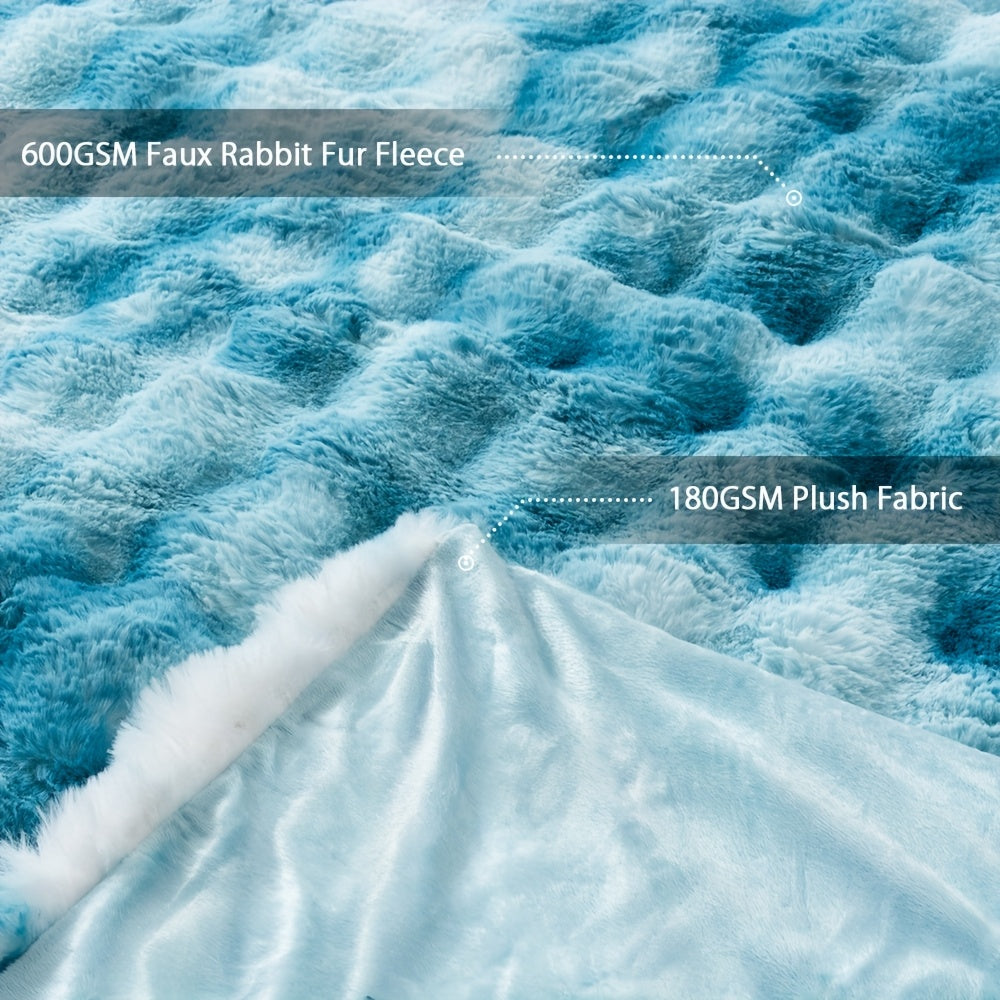 Faux Rabbit Fur Could Throw Blanket For Bed, Thick & Warm Bed Blankets For All Seasons