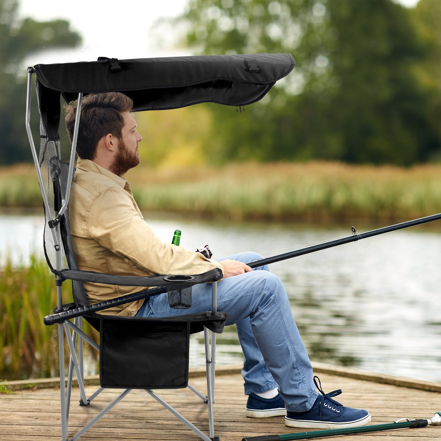 Folding Camping Chair with Adjustable Sunshade