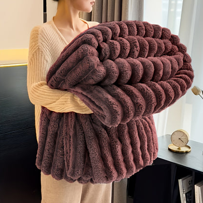 Extra Large Thick Flannel Blanket Soft Faux Rabbit Fur Throw