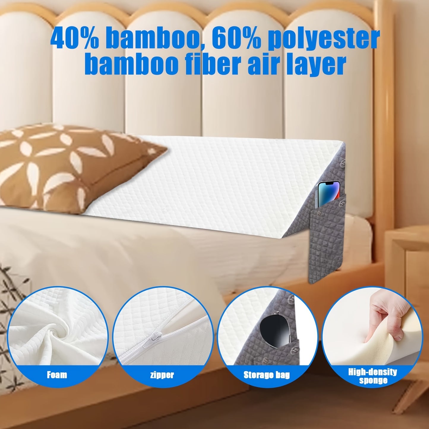 Bed Wedge Gap Filler Pillow – Triangular Headboard & Mattress Wedge