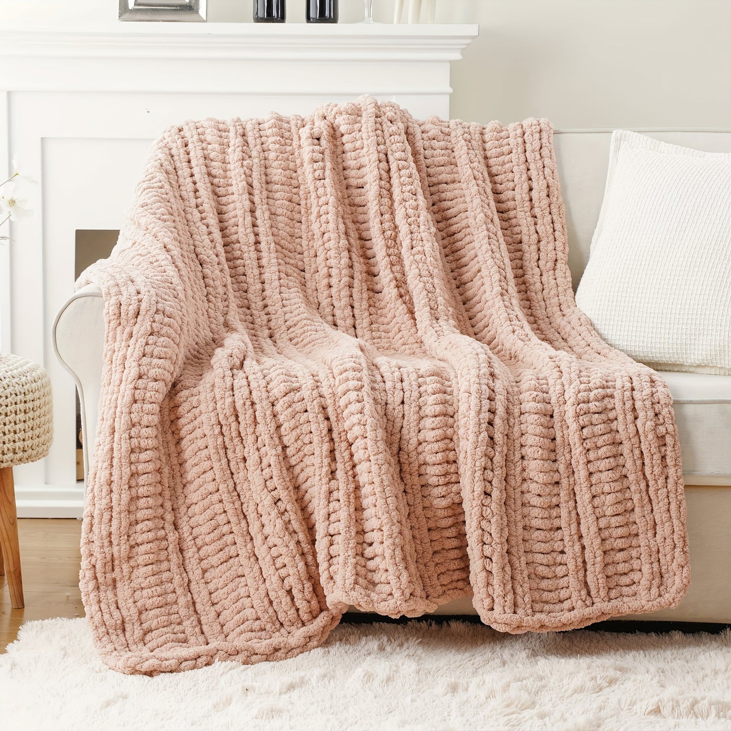 Handmade Chunky Chenille Throw Blanket 50 x 60