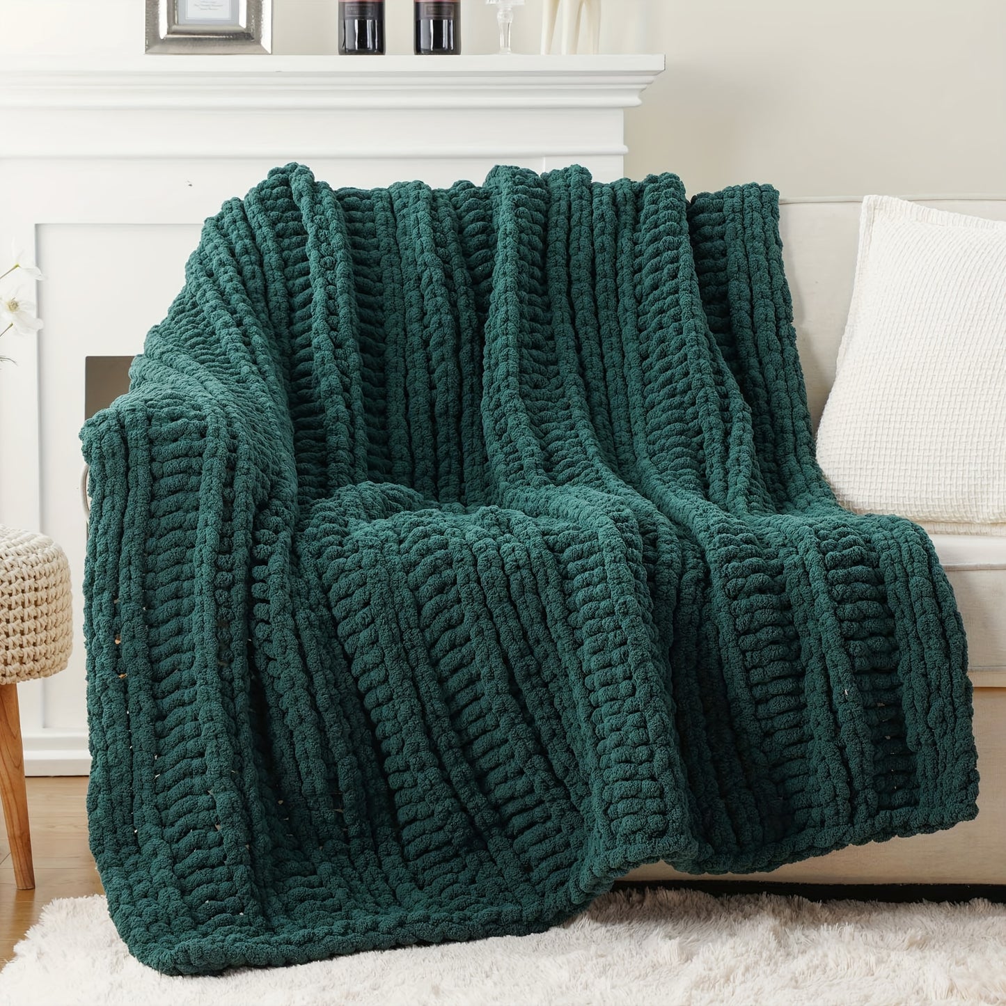 Handmade Chunky Chenille Throw Blanket 50 x 60