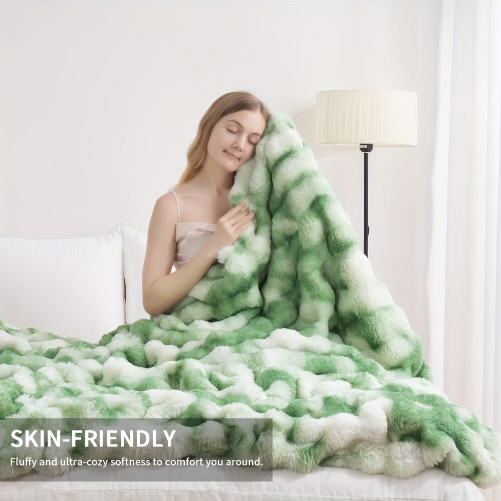 Faux Rabbit Fur Could Throw Blanket For Bed, Thick & Warm Bed Blankets For All Seasons