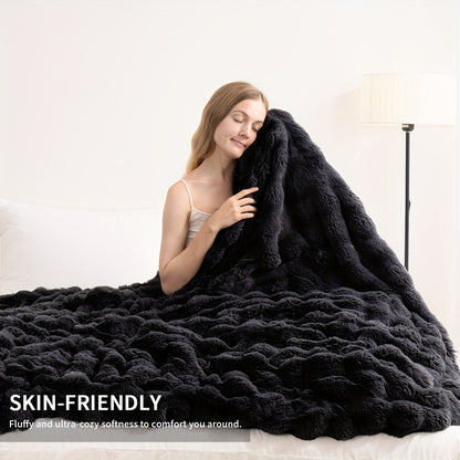 Faux Rabbit Fur Could Throw Blanket For Bed, Thick & Warm Bed Blankets For All Seasons
