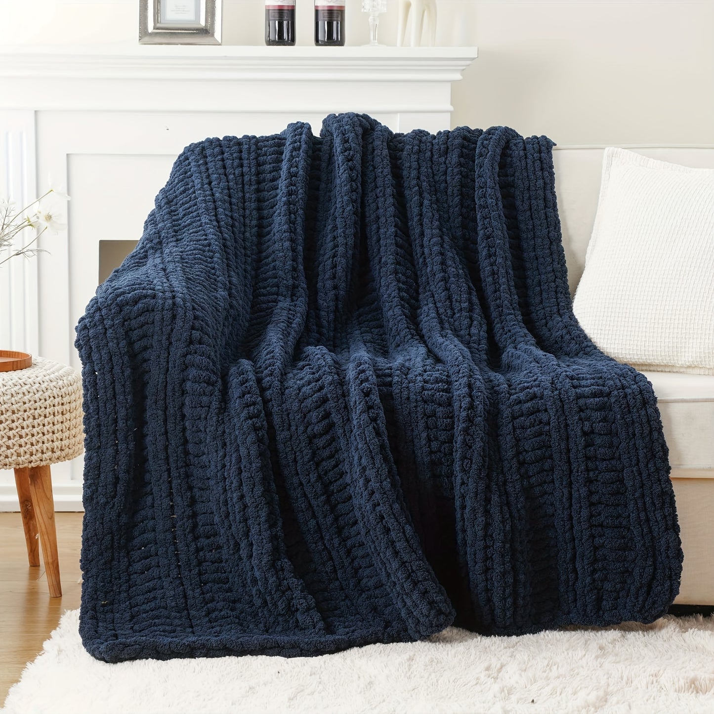 Handmade Chunky Chenille Throw Blanket 50 x 60