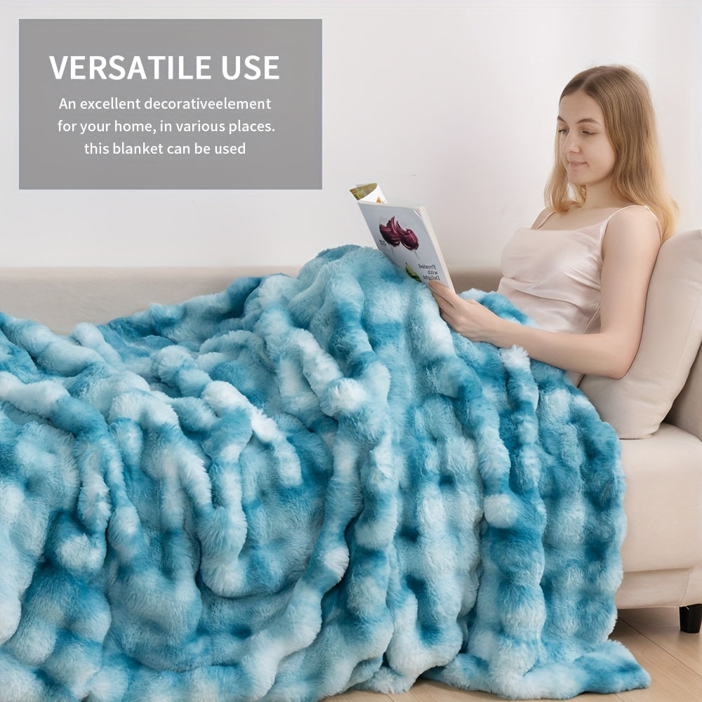 Faux Rabbit Fur Could Throw Blanket For Bed, Thick & Warm Bed Blankets For All Seasons