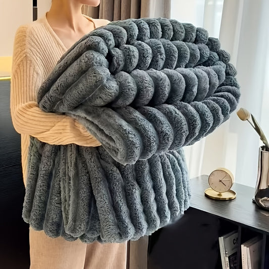 Extra Large Thick Flannel Blanket Soft Faux Rabbit Fur Throw