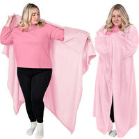 Soft Wearable Fleece Throw Blanket for Travel and Home