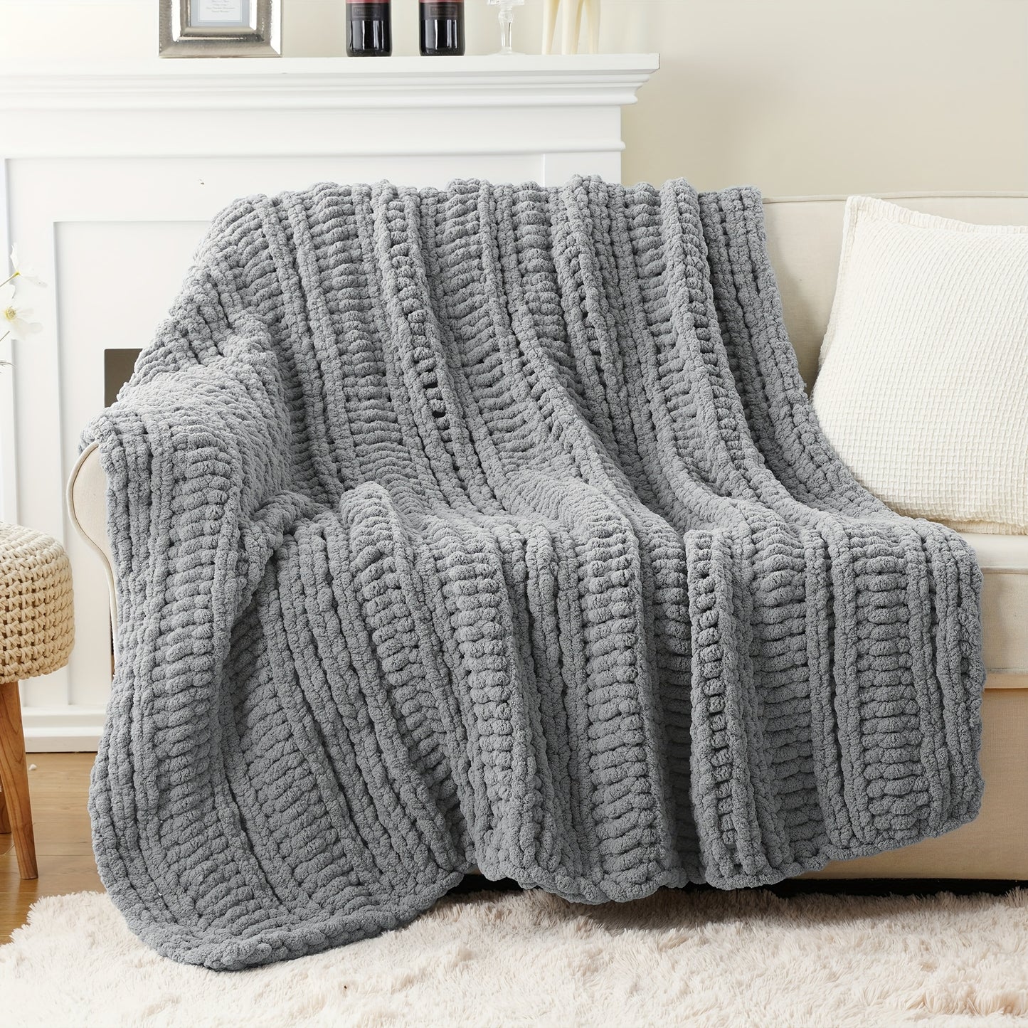 Handmade Chunky Chenille Throw Blanket 50 x 60