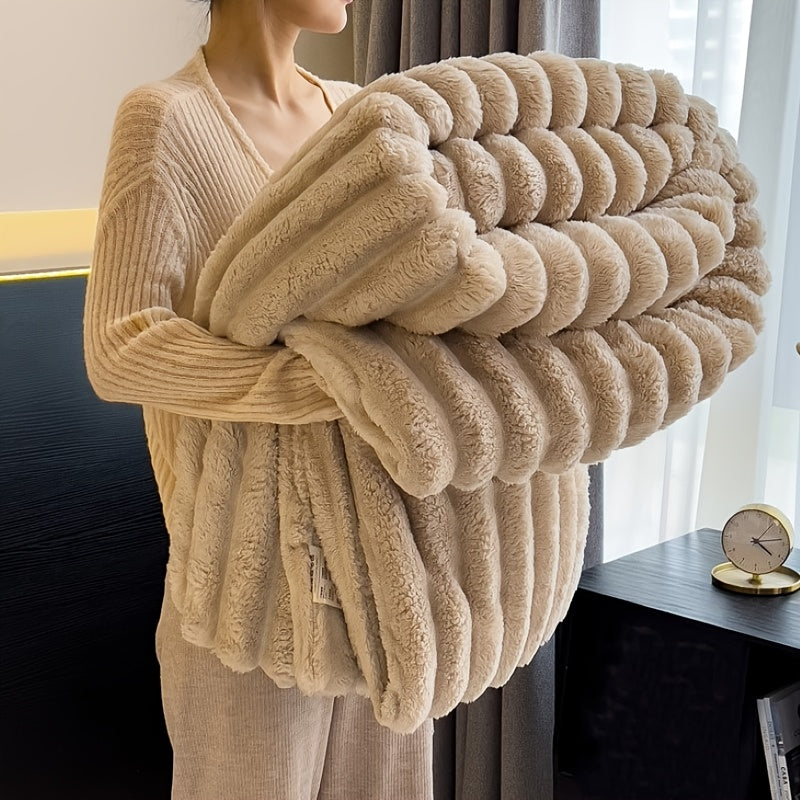 Extra Large Thick Flannel Blanket Soft Faux Rabbit Fur Throw