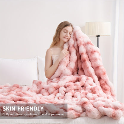 Faux Rabbit Fur Could Throw Blanket For Bed, Thick & Warm Bed Blankets For All Seasons
