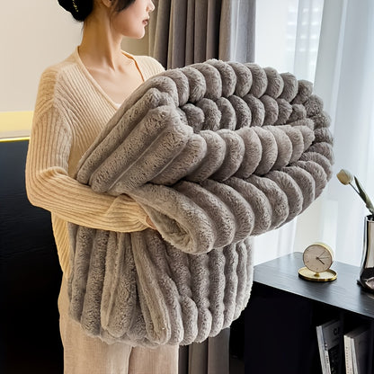 Extra Large Thick Flannel Blanket Soft Faux Rabbit Fur Throw