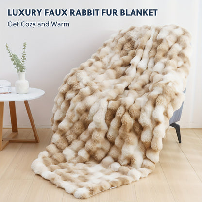 Ultra-Soft Faux Rabbit Fleece Throw Blanket – All-Season Plush Blanket