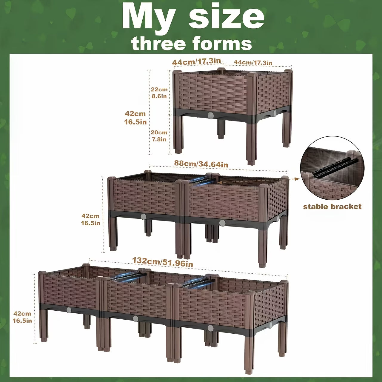 Elevated Raised Garden Bed Planter Box with Drainage System – Modular & Freely Combinable, Indoor/Outdoor