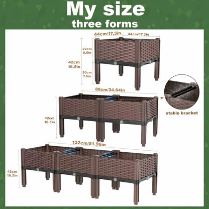 Elevated Raised Garden Bed Planter Box with Drainage System – Modular & Freely Combinable, Indoor/Outdoor
