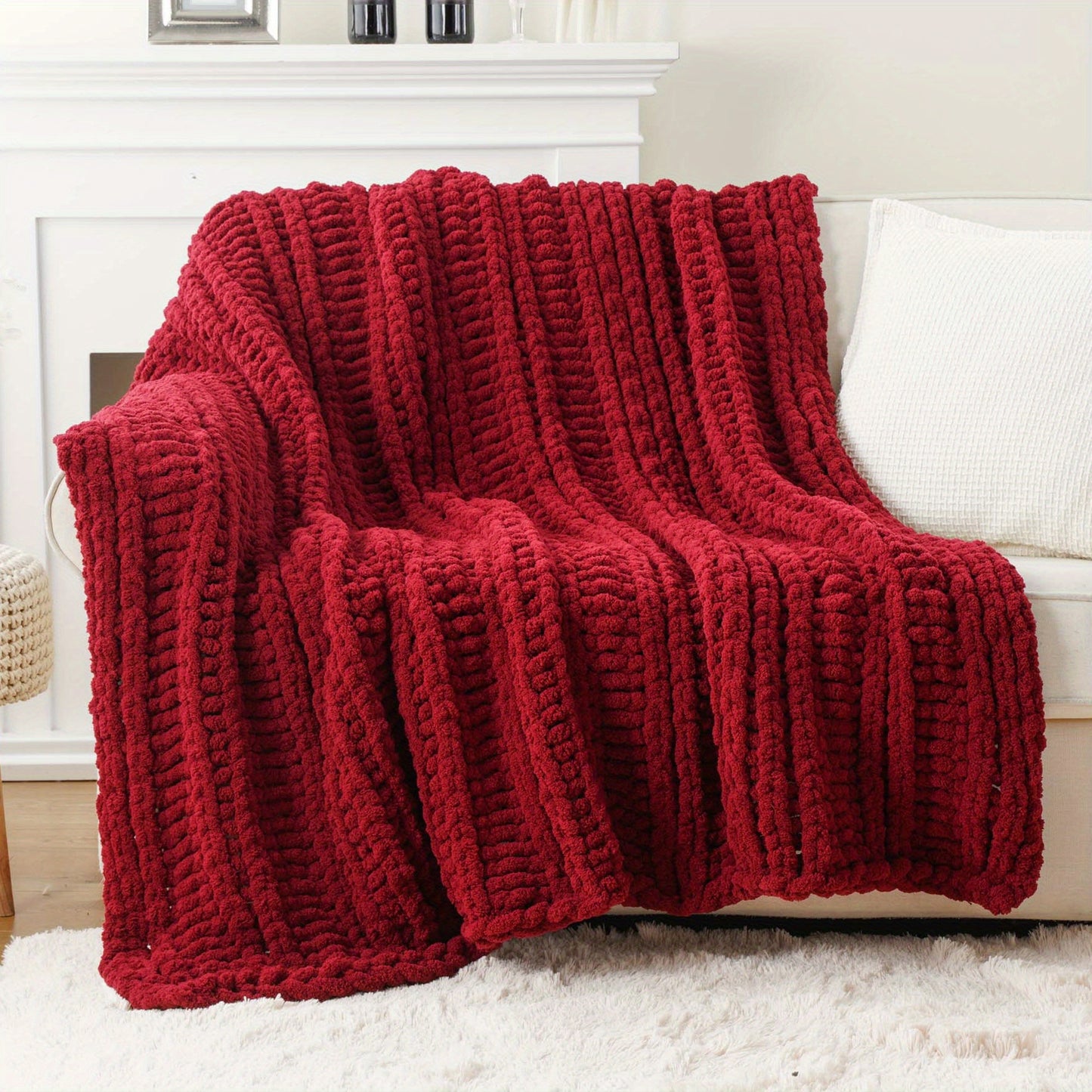 Handmade Chunky Chenille Throw Blanket 50 x 60