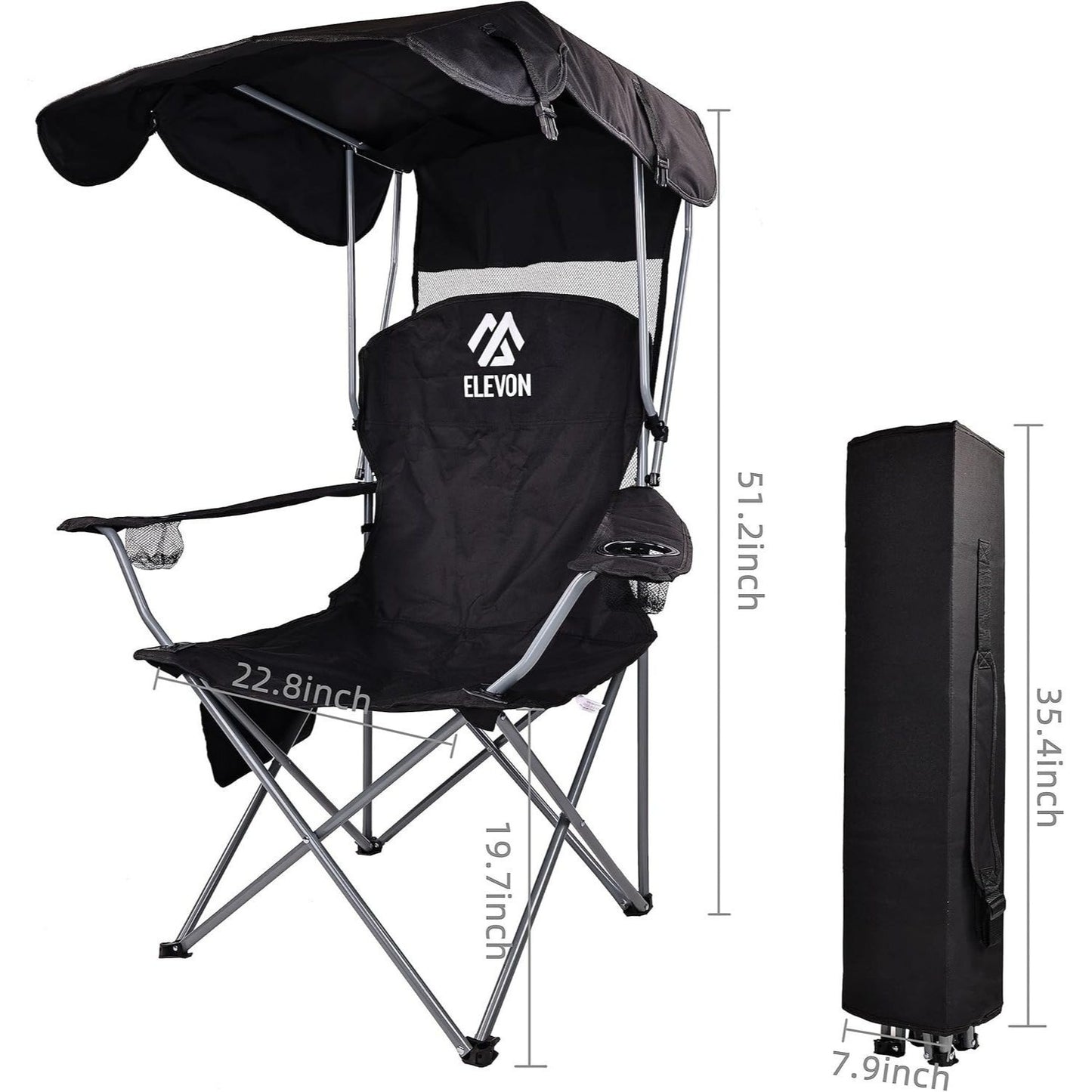 Folding Camping Chair with Adjustable Sunshade
