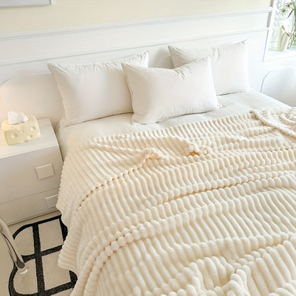 Extra Large Thick Flannel Blanket Soft Faux Rabbit Fur Throw