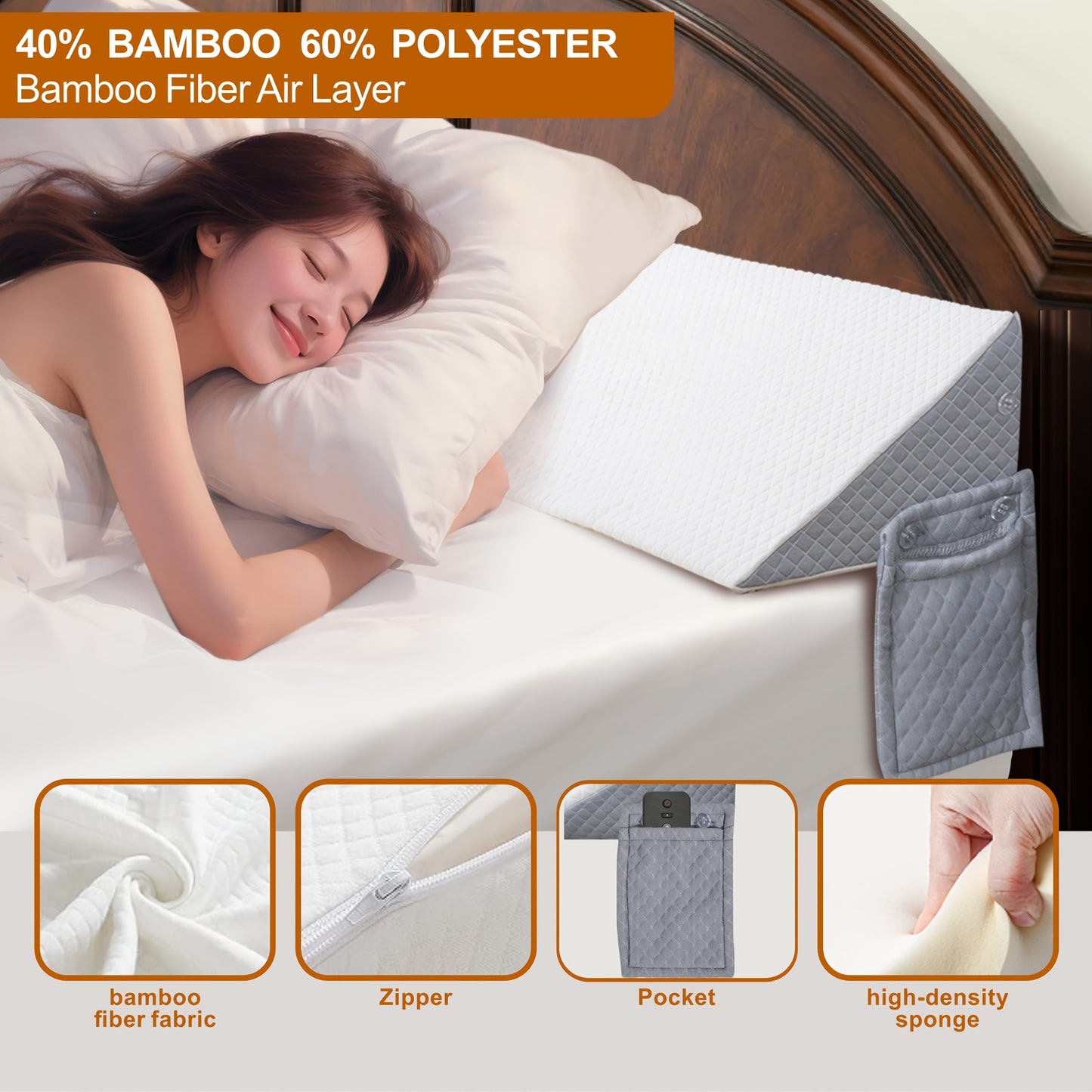 Bed Wedge Gap Filler Pillow – Triangular Headboard & Mattress Wedge