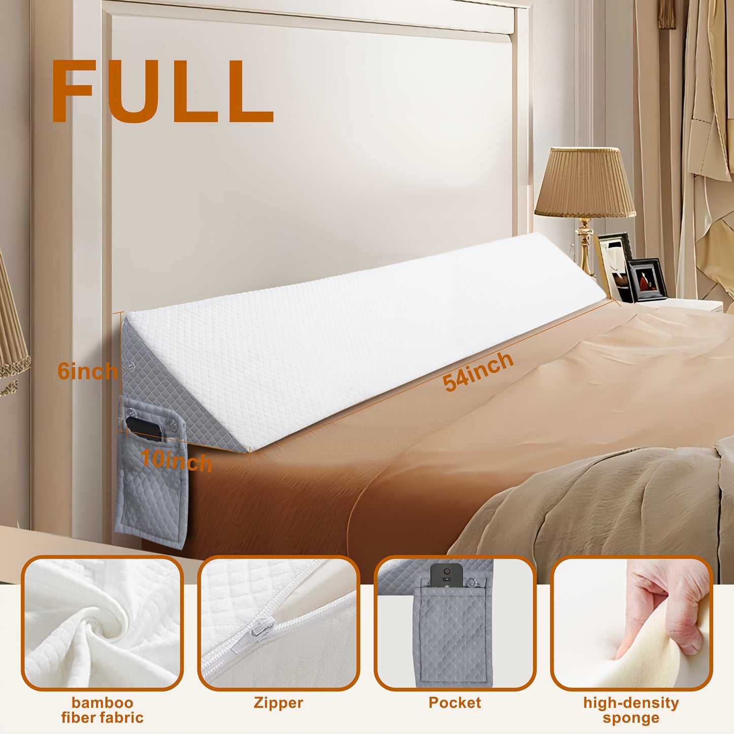 Bed Wedge Gap Filler Pillow – Triangular Headboard & Mattress Wedge