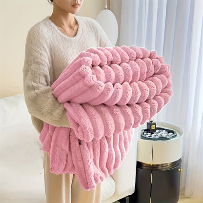 Extra Large Thick Flannel Blanket Soft Faux Rabbit Fur Throw