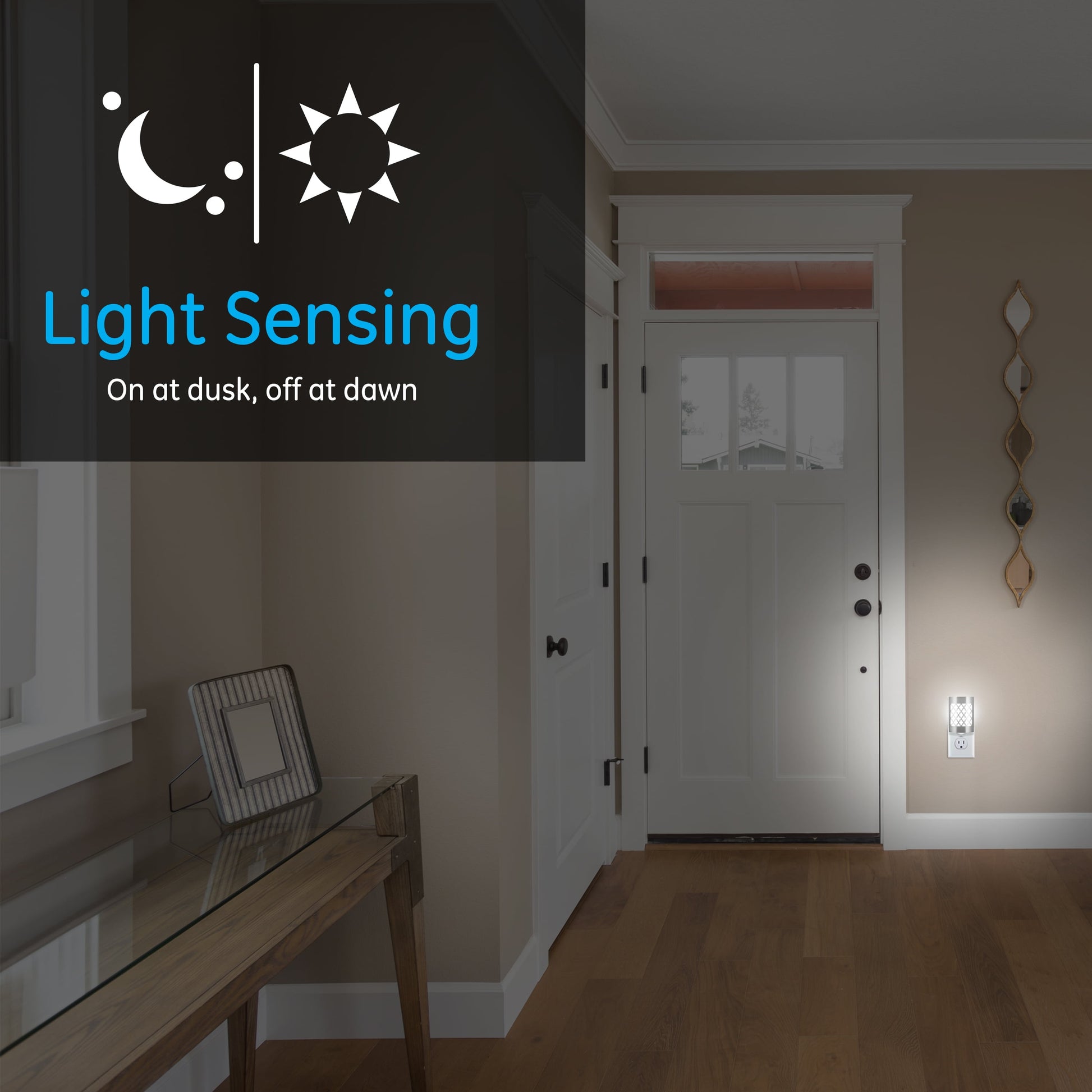 GE Coverlite LED Night Light, 4-Pack, Plug-In, Dusk-To-Dawn Sensor, Brushed Nickel, 48675