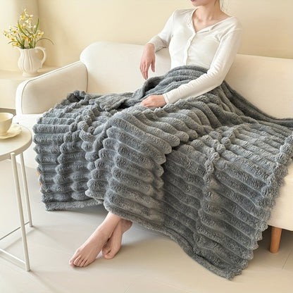 Extra Large Thick Flannel Blanket Soft Faux Rabbit Fur Throw