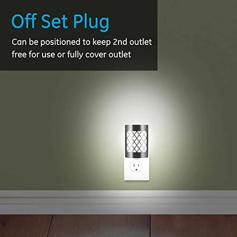 GE Coverlite LED Night Light, 4-Pack, Plug-In, Dusk-To-Dawn Sensor, Brushed Nickel, 48675