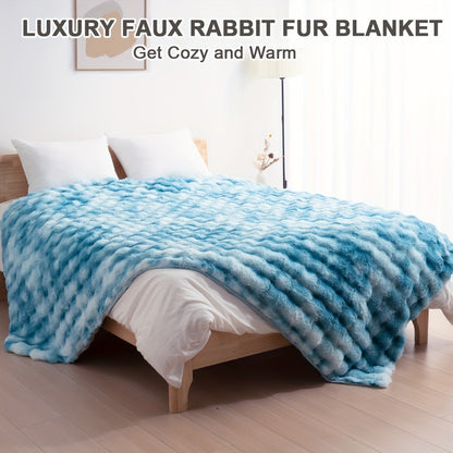 Faux Rabbit Fur Could Throw Blanket For Bed, Thick & Warm Bed Blankets For All Seasons
