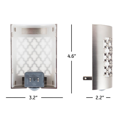 GE Coverlite LED Night Light, 4-Pack, Plug-In, Dusk-To-Dawn Sensor, Brushed Nickel, 48675