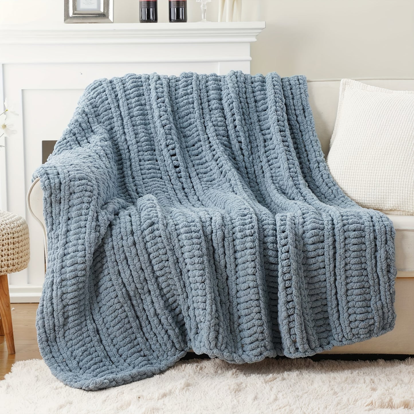 Handmade Chunky Chenille Throw Blanket 50 x 60