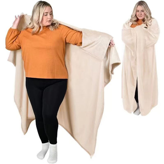 Soft flannel packable wearable blanket